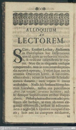 Alloquium Ad Lectorem