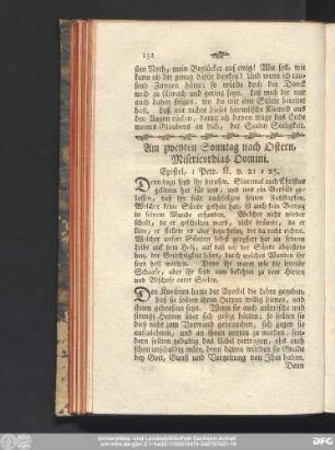 Am zweyten Sonntag nach Ostern, Misericordias Domini. Epistel, 1 Petr. II. v. 21 - 25.