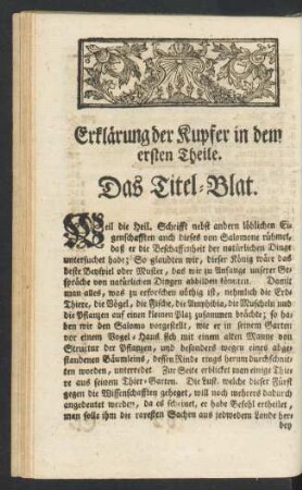Erklaerung der Kupfer in dem ersten Theile.