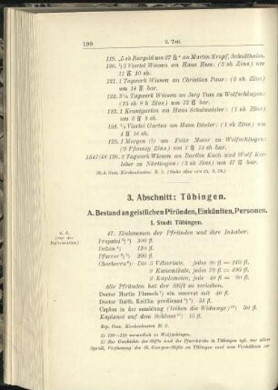 A. Bestand an geistlichen Pfründen, Einkünften, Personen.
