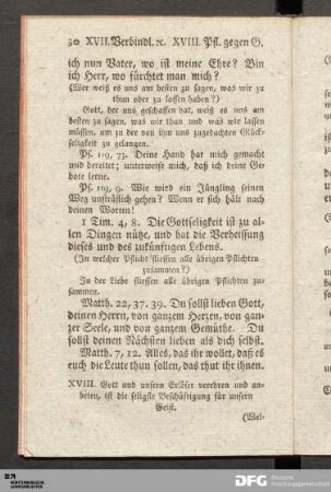 XVIII. Pflichten gegen Gott.