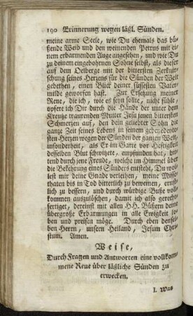 Erinnerung wegen läßl. Sünden. - Uebung der Reue über läßl. Sünden.