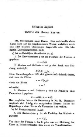 Siebentes Kapitel. Theorie der ebenen Kurven.