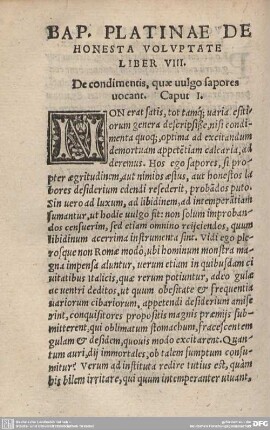 BAP. PLATINAE DE HONESTA VOLUPTATE LIBER VIII.
