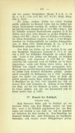 IV. Erwerb der Erbschaft