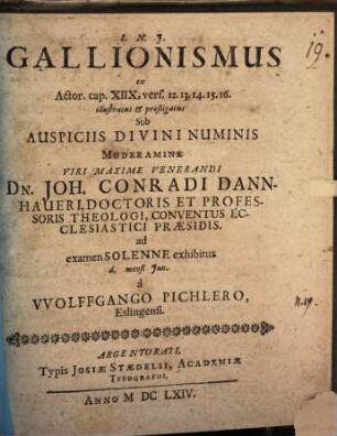 Gallionismus : ex Actor. cap. 18. v. 12 - 16 illustratus et profligatus