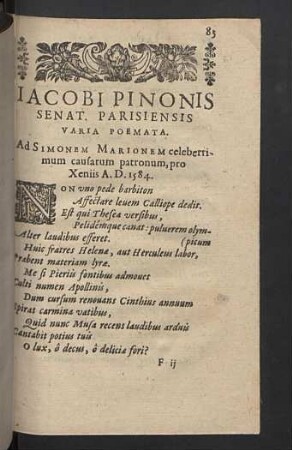 Iacobi Pinonis varia poemata.