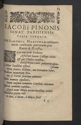 Iacobi Pinonis varia poemata.