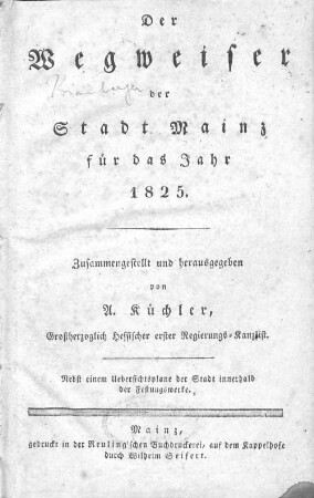 Der Wegweiser der Stadt Mainz