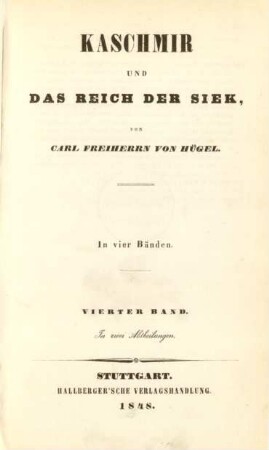 Bd. 4, Abth. 2: Kaschmir und das Reich der Siek