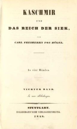 Bd. 4, Abth. 2: Kaschmir und das Reich der Siek