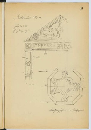 Rathaus, Rottweil: Details (aus: Skizzen- und Fotoalbum 15)