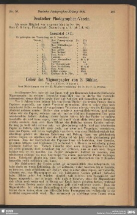 Ueber das Mignonpapier von E. Bühler