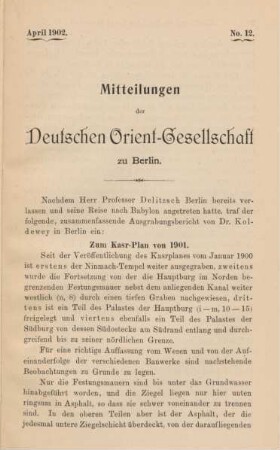 1. Zum Kasr-Plan von 1901