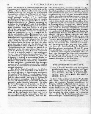 Biblischer Text- Cyklus für die protestantische Kirche. Bearb. v. J. G. Ziehnert. Leipzig: Friese 1835