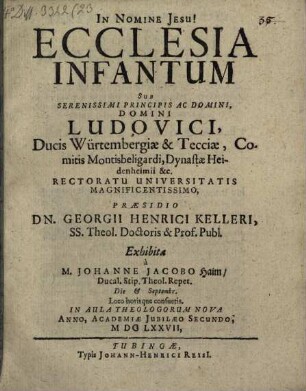 Diss. ... de ecclesia infantum