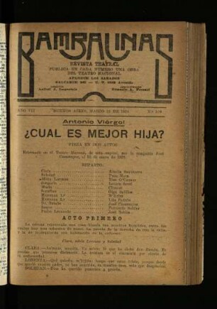 ¿Cuál es mejor hija? : pieza en dos actos