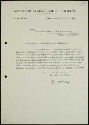 Sehr geehrter Herr Professor Schlemmer! Wohin das Bild "Vorübergehende"...