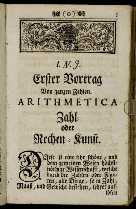 Arithmetica Zahl- oder Rechen-Kunst.