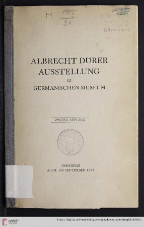 Albrecht-Dürer-Ausstellung : im Germanischen Museum, Nürnberg, April bis September 1928