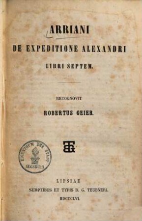 Arriani De expeditione Alexandri : libri 7