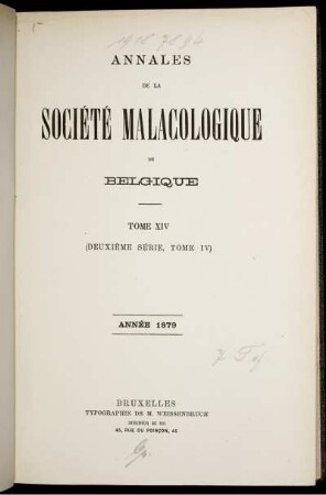 14: Annales de la Société Royale Malacologique de Belgique