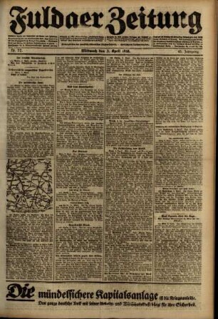Ausgabe vom Mittwoch, den 03. April 1918.