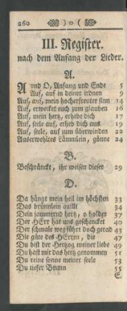 III. Register nach dem Anfang der Lieder