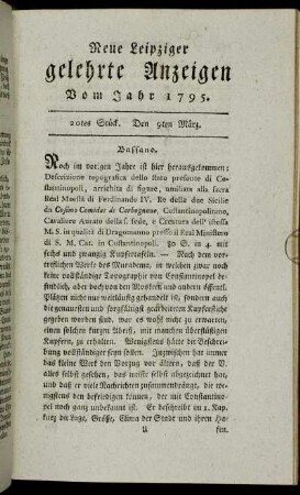 20tes Stück. Den 9ten März.