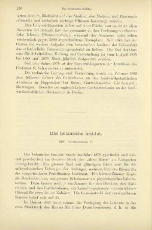 Das botanische Institut