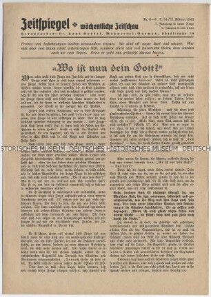 Wochenzeitung "Zeitspiegel" mit Titel zum christlichen Glauben während des Krieges