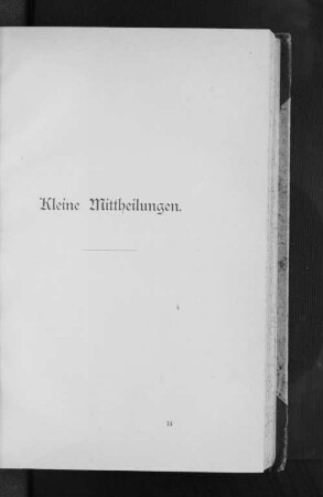 Kleine Mittheilungen