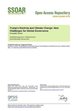 Trump's Doctrine and Climate Change: New Challenges for Global Governance