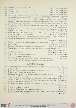 Arbeiten in Zinn (Nr. 306-377)