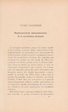 Titre troisième. Réglementation Administrative de la circulation aérienns