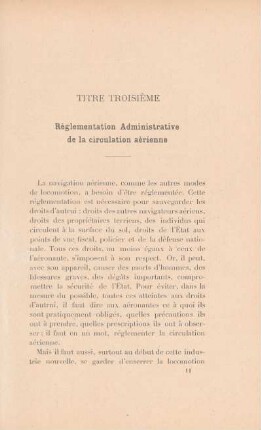 Titre troisième. Réglementation Administrative de la circulation aérienns