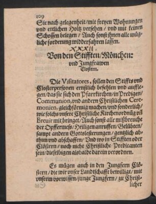 Von den Stifften/ Mönchen: und Jungfrawen Clostern.
