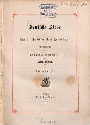 Deutsche Liebe : aus den Papieren eines Fremdlings