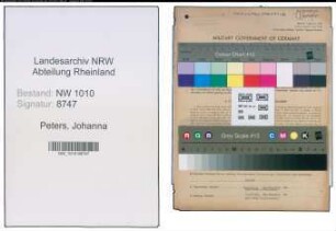 Entnazifizierung Johanna Peters , geb. 26.05.1883 (Teilhaberin)