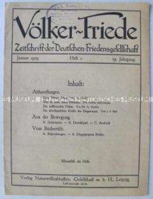Monatszeitschrift der Deutschen Friedensgesellschaft "Völker-Friede"