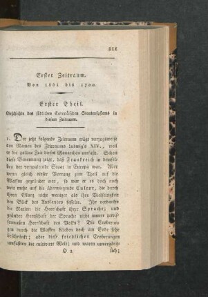 Erster Zeitraum. Von 1661 bis 1700