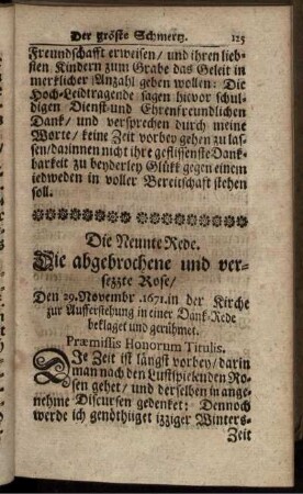 Die Neunte Rede. Die abgebrochene und verfezzte Rose