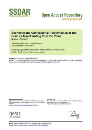 Economic and Confessional Relationships in 18th Century Travel Writing from the Rhine