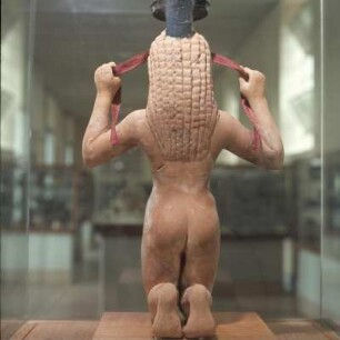 Athen, Agora-Museum. Terrakottafigürchen eines Athleten mit Siegerbinde, 540-530 v. Chr.; Ölflasche