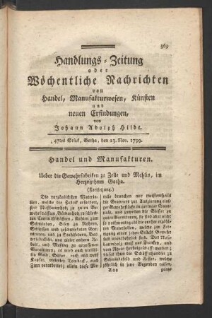 47tes Stück, Gotha, den 23. Nov. 1799.