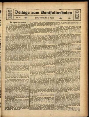 Zweite Ausgabe vom Sonntag, den 11. August 1912.