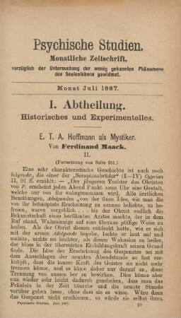 I. Abtheilung. Historisches und Experimentelles