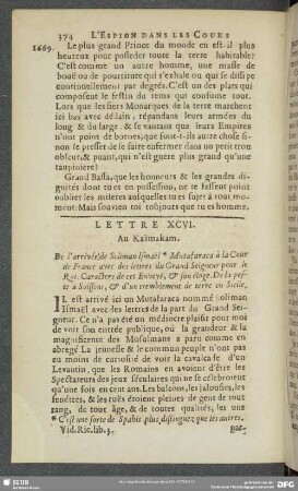 Lettre XCVI [i.e. XCVII]. Au Kaimakam