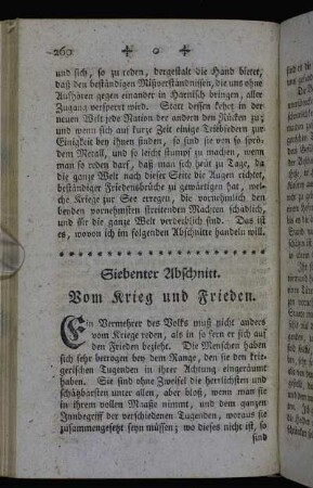 Siebenter Abschnitt. Vom Krieg und Frieden.