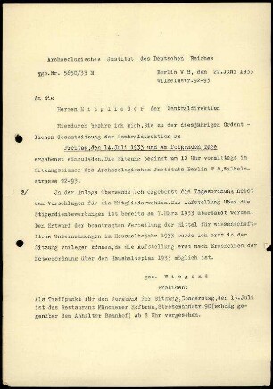 T. Wiegand an Mitglieder ZD
